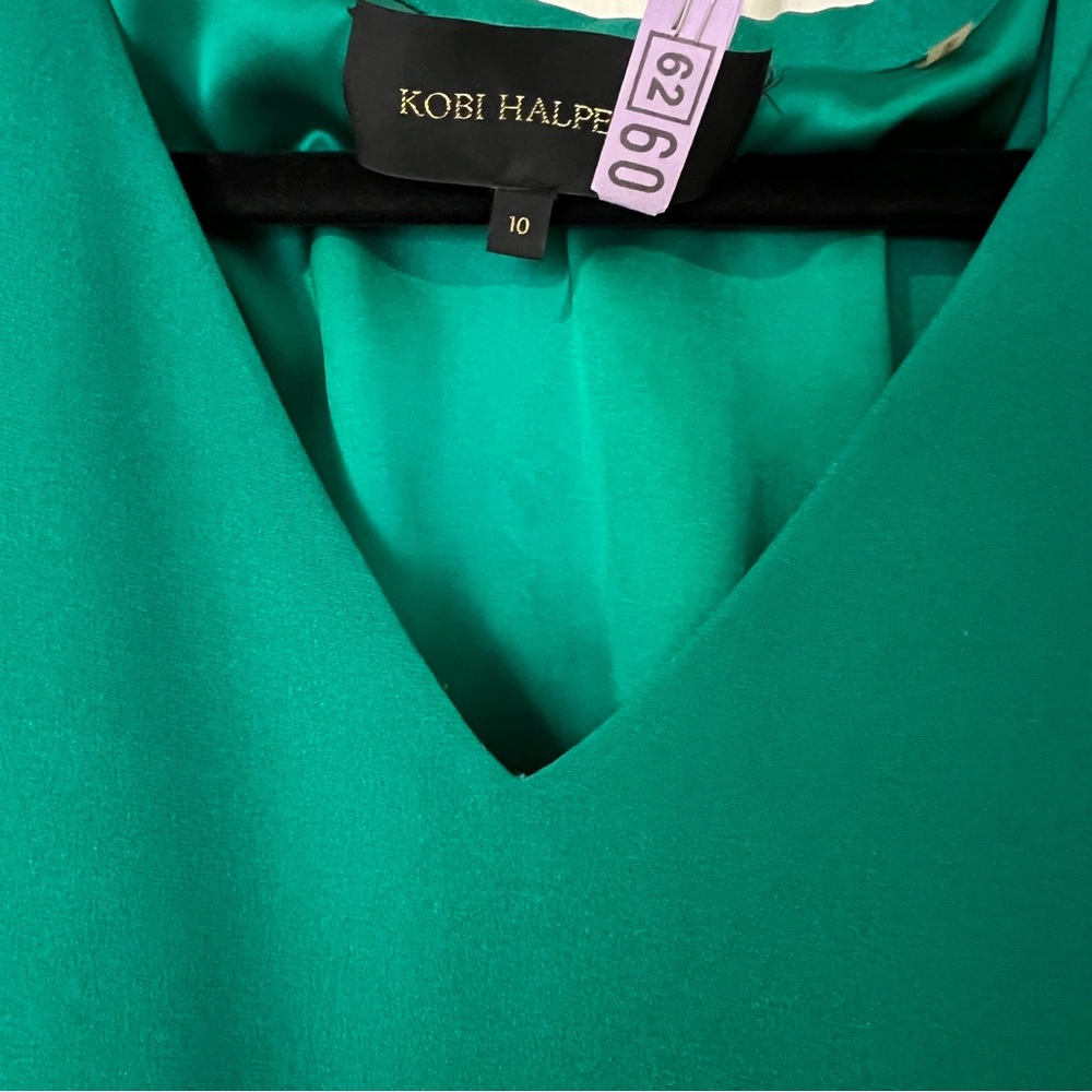 KOBI HALPERIN Green Silk Midi Dress Size 10 - Picture 8 of 8